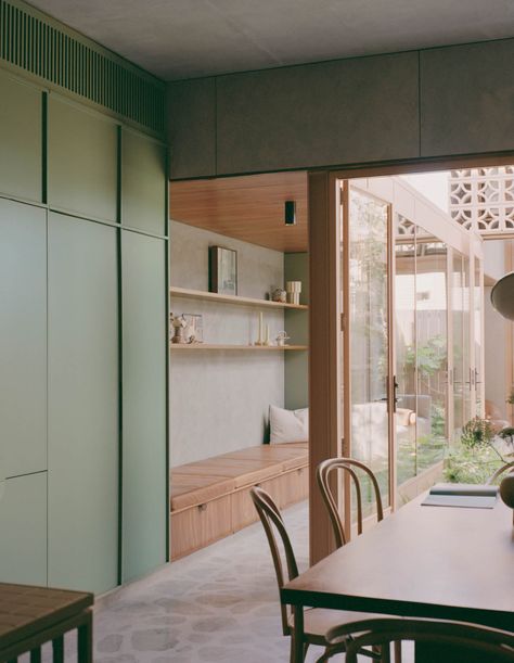 Green Kitchen Paint, Studio Bright, Garden Tower, Colour Architecture, Cottage Renovation, Tower House, House Studio, Australian Architecture, Australian Homes