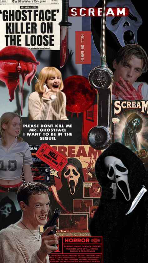 #scream #screammovie #ghostface #horror #spooky #movies #vibes Horror Movie Collage, Scary Movie 1, Ghost Face Mask, Movie Collage, Think Before You Speak, Spooky Movies, Scream Movie, Ghost Bc, Scantily Clad