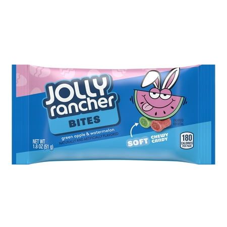 Ready for a soft, chewy fruit flavored candy with two bold watermelon and green apple flavors your family and friends will love? Try JOLLY RANCHER Bites candies! These delicious treats are kosher certified and come in a convenient pack ready to join you on your springtime adventures, from hiking, picnics in the park and even road trips. Perfect for lunch boxes, work breaks and fun celebrations during spring, these treats show up to the party in bright green and red colors everyone is sure to love. Size: 1.8 oz.  Color: Multicolor. Jolly Rancher Hard Candy, Jolly Ranchers, Licorice Candy, Fruit Chews, Soft Candy, Sleepover Food, Chewy Candy, Jolly Rancher, Easter Candy