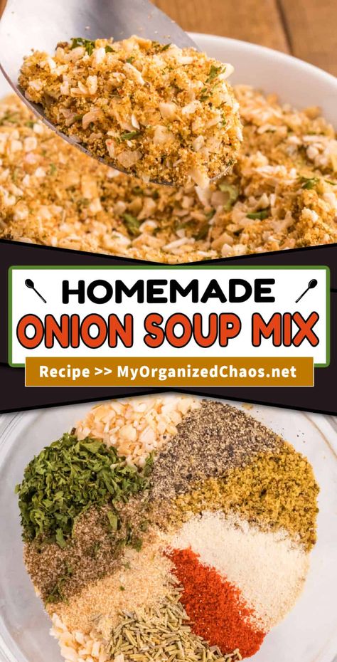 Homemade Onion Soup Mix - Discover the convenience and cost-saving benefits of making your own pantry staple with this easy-to-follow recipe to make your own homemade spice blend. Copycat Onion Soup Mix Recipe, Homemade Onion Soup Mix Recipe, Homemade Dry Onion Soup Mix Recipe, Dried Onion Soup Mix Recipes, Homemade Onion Soup, Onion Soup Mix Recipe, Homemade French Onion Soup, Spice Blends Recipes, Lipton Onion Soup Mix