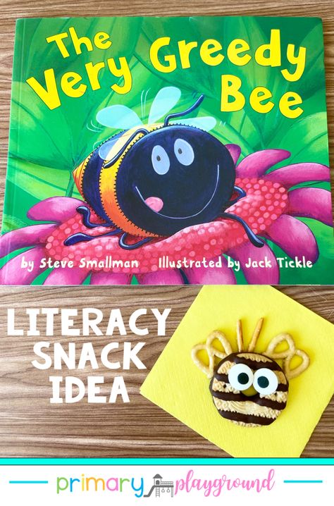 Literacy Snack Activities, Foodie Friday Kindergarten, Elementary Books To Read, Literacy Snack Ideas, Bee Snacks For Preschool, Literacy Week Ideas Elementary, Childrens Books Activities, Bee Activities, Bee Book