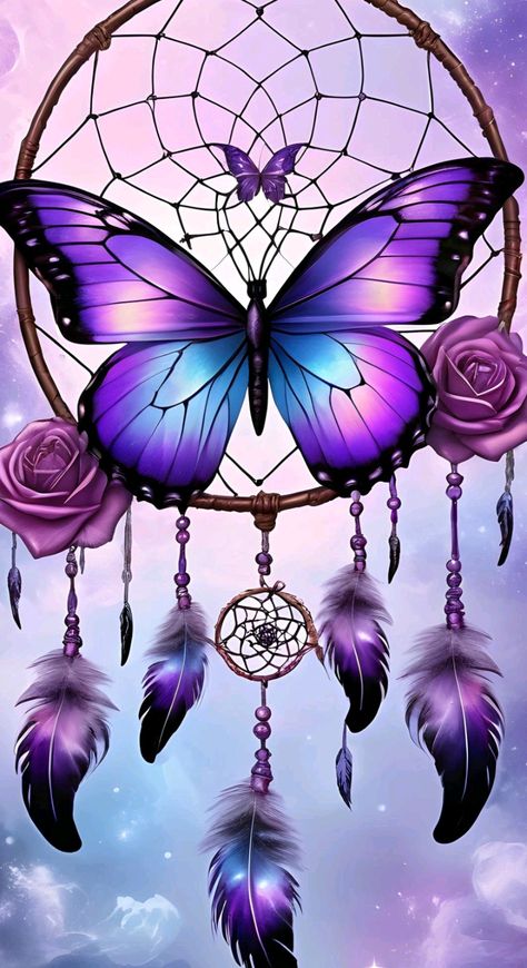 Dream Catcher Wallpaper Iphone, Butterfly Dreamcatcher, Purple Dreamcatcher, Paw Wallpaper, Dreamcatcher Wallpaper, Beautiful Butterfly Pictures, Dream Catcher Art, Beautiful Butterfly Photography, Purple Flowers Wallpaper