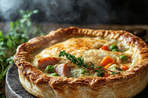 Ham Potpie Recipe Potpie Recipe, Homemade Ham, Hearty Casseroles, Leftover Ham, Comfort Dishes, Flaky Crust, Vegetable Seasoning, Stir Fries, Mixed Vegetables