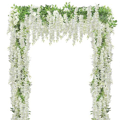 Garden Wedding Arch, White Flower Garland, Wedding Shower Tables, Wisteria Garland, Hanging Greenery, Wisteria Flowers, Trailing Flowers, Home Garden Wedding, Purple Wisteria