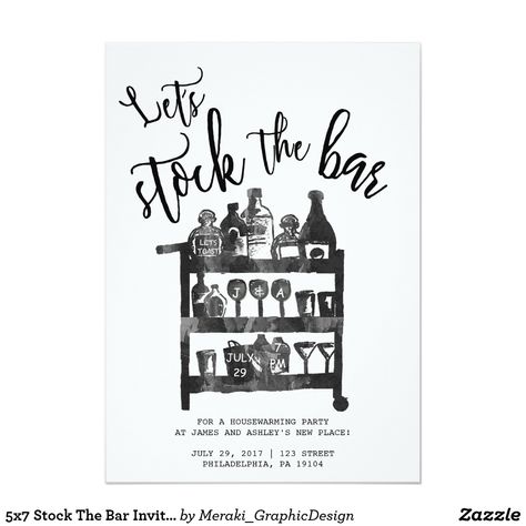 5x7 Stock The Bar Invitation Stock The Bar Party, Bar Invitation, Housewarming Wishes, House Gift Box, Housewarming Party Invitations, House Warming Invitations, Couples Shower Invitations, Paint Chip, Moving Announcements