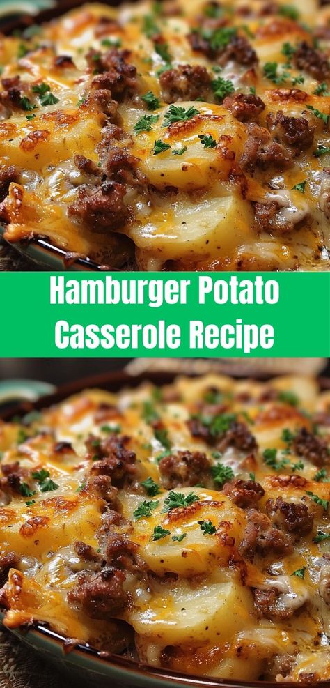 Hamburger Potato Casserole Recipe Ingredients: 1 ½ Pounds Of Ground Beef 4 Large Russet Potatoes Best Hamburger Casserole Recipes, Hamburger Potato Casserole, Hamburger Casseroles Recipes, Hamburger Dishes, Chicken Honey, Ground Beef Casserole Recipes, Ground Beef And Potatoes, Hamburger Casserole, Diner Recept