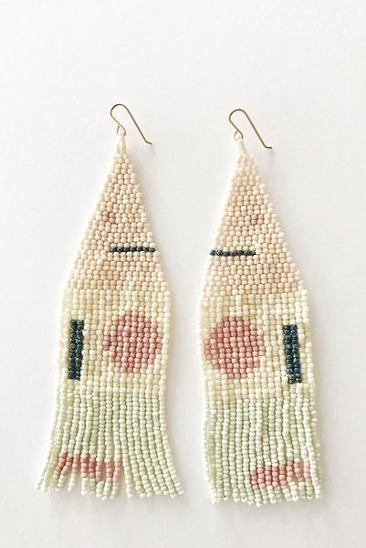 Salihah Moore - Beaded Earrings in Opo Aunt Niece, Opal Stud Earrings, Sculptural Jewelry, Women Friends, Star Stud Earrings, Gift Delivery, Unique Bride, Seed Bead Earrings, Fringe Earrings