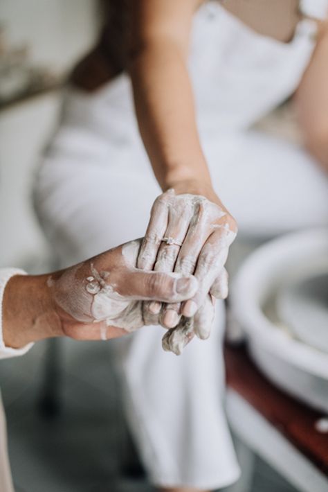 Pottery Studio Photoshoot, Couple Pottery Photoshoot, Pottery Photoshoot Ideas, Pottery Photography Ideas, Pottery Photoshoot, Prenup Outfit, Prenuptial Photoshoot, Styled Engagement Shoot, Anniversary Shoot