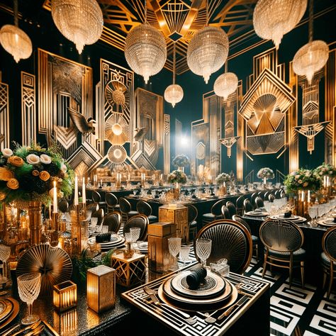 10 Unique Wedding Themes for an Unforgettable Big Day! - Ever After Essentials Great Gatsby Reception, Art Deco Wedding Decorations, Great Gatsby Decor, Roaring 20s Wedding Theme, 1920 Wedding Theme, 20s Wedding Theme, Gatsby Wedding Party, Art Deco Wedding Reception, Unique Wedding Themes