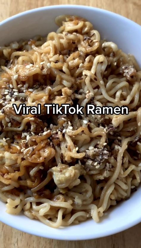 The Viral TikTok Ramen Recipe - Spicy Noodles with butter, Garlic and an egg served with sesame seeds Tiktok Noodles, Viral Tiktok Ramen, Tiktok Ramen Recipe, Tiktok Ramen, Soy Sauce Noodles, Garlic Noodles Recipe, Ramen Hacks, Egg Noodle Recipes, Recipes With Soy Sauce