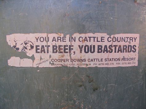 EAT BEEF, YOU BASTARDS by matt.herron, via Flickr Beef With Me Quotes, Eat Beef Quotes, Herd Mentality Quotes, Beef Quotes, Raising Beef Cattle, Eat Beef, Ranch Life, Independent Women, Veterinarian