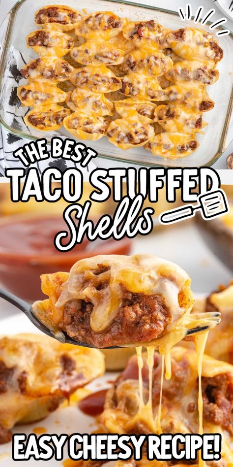 Cheesy Recipes Easy, Stuff Shells, Mexican Recipies, Shell Pasta, Mexican Pasta, Veggie Main Dishes, Seasoned Ground Beef, Taco Toppings, Fall Menu