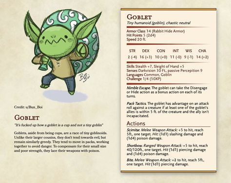 Dnd Stats, Goblin Art, Dungeon Master's Guide, Dungeons And Dragons 5e, Dnd Funny, D D Items, Dungeons And Dragons Classes, D D Monsters, Dnd 5e Homebrew