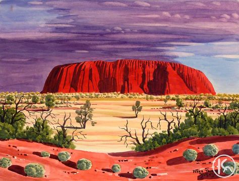 Uluru (Ayers Rock) (0601406), Peter Taylor Tjutjatja Australia Landscape Painting, Australian Landscape Art, Uluru Painting, Albert Namatjira, Ayres Rock, Australia Painting, Ayers Rock Australia, Central Australia, Australia Landscape