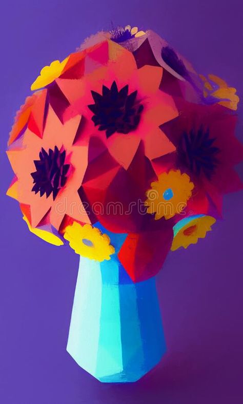 Painting Of A Flower, Floral Png, Bouquet Of Flowers, 3d Render, Low Poly, A Flower, Digital Painting, Flowers Bouquet, Flower Painting