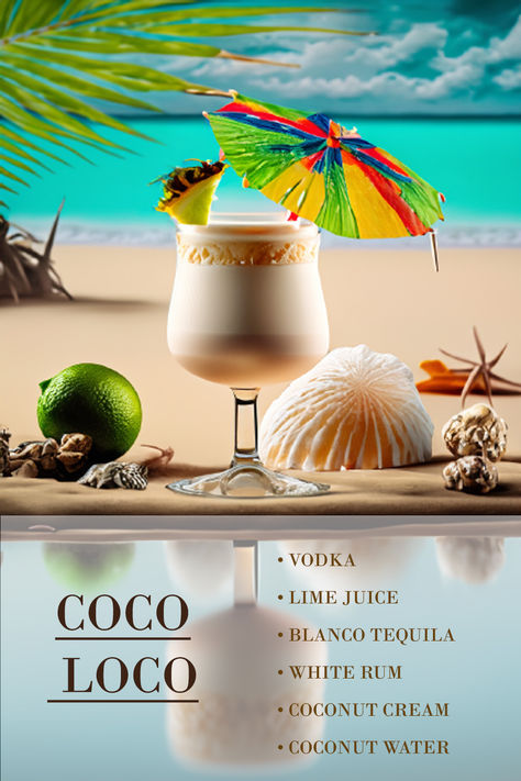 Coco Loco Cocktail, Extravagant Cocktails, Cocktail Recipes At Home, Vodka Lime, Bar Cocktails, Cocktail Party Food, Cocktail Drinks Alcoholic, Mixed Drinks Alcohol, Yummy Alcoholic Drinks