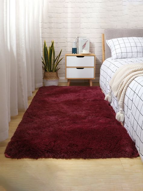 1pc Wine Red Bedside Carpet For Bedroom, Living Room, Tatami, Modern Minimalist Nordic Ins Lovely Full Paving Red MatI discovered amazing products on SHEIN.com, come check them out! Maroon Decor, Burgundy Bedroom, Sofa Balcony, Window Cushion, Wool Sofa, Area Rug Sets, Wool Tie, Plush Carpet, Large Carpet