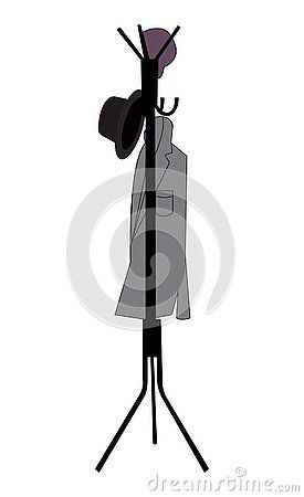 Line art of clothes on a stand coat hanger, isolated on white background. Coat Hanger Drawing, Clothes Stand, White Stock, A Stand, Background Illustration, Coat Hanger, Art Clothes, School Projects, Clothes Hanger