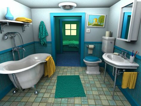 Cartoon House Interior, Simpsons Gift, Best Bathroom Designs, Cartoon House, Beautiful Houses Interior, Bathroom Pictures, Cartoon Background, Bathroom Designs, Paper Crafts Diy Kids