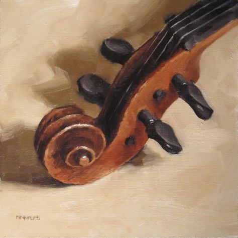 Violin Scroll. Michael Naples Violin Scroll, Violin Art, Still Life Paintings, Life Paintings, Musical Art, Canvas Ideas, Still Life Art, Daily Paintworks, Painting Art Projects