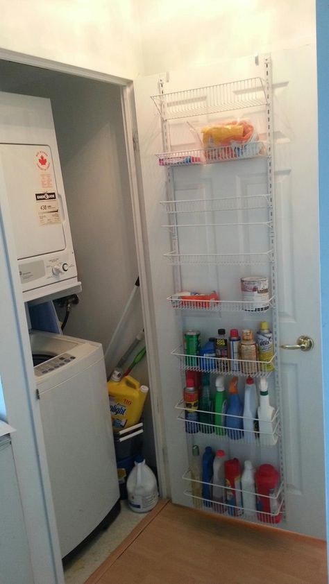 Condo Laundry Closet Storage Ideas? - RedFlagDeals.com Forums Laundry Room Stackable, Small Kitchen Storage Solutions, Small Laundry Closet, Laundry Room Storage Shelves, Small Laundry Room Organization, Room Storage Diy, Small Bedroom Storage, Small Kitchen Storage, Laundry Closet