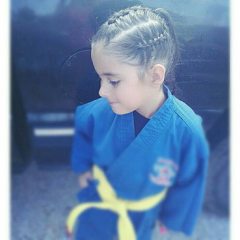 Cornrows into a ponytail :) Perfect hairstyle for Taekwondo and sports / Cornrows / Sporty hairstyle / Braids  ( Done by me ) Taekwondo Girl, V Cute, Martial Artist, Sporty Hairstyles, Popular Hairstyles, Elegant Hairstyles, Taekwondo, Perfect Hair, Karate