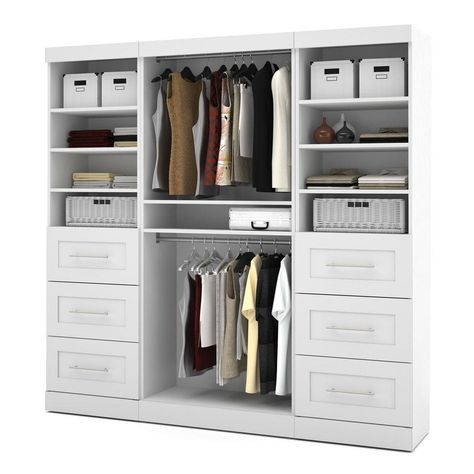 Bestar Pur 86" Classic Kit in White With 6 Drawers | Nebraska Furniture Mart Organiser Son Dressing, Closet Organizer With Drawers, Closet Planning, Reach In Closet, Closet Organizing Systems, Closet Rod, Closet Organizer, Closet System, Organizing Systems