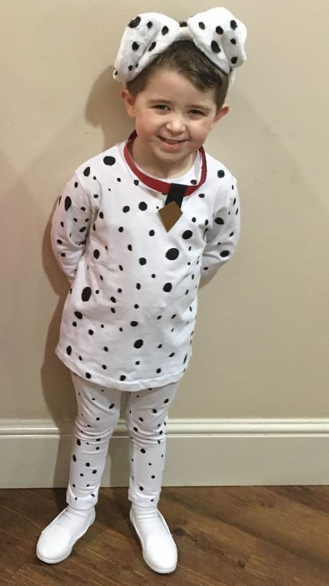 Dalmatian costume, Halloween, fancy dress, worldbook day, dog costume, diy fancy dress, homemade. Dalmatian Costume Diy, Dalmatian Dog Costume, Dog Costumes For Kids, Dalmation Costume, Dalmatian Costume, Puppy Diy, Puppy Dress, Diy Dog Costumes, Dalmatian Puppy