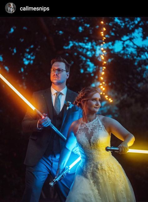 Lightsaber Wedding Photos, Lightsaber Wedding, Superman Wedding, Wedding Photography List, Star Wars Wedding Theme, Photography List, Star Wars Wedding, Wedding Exits, Comfy Couch