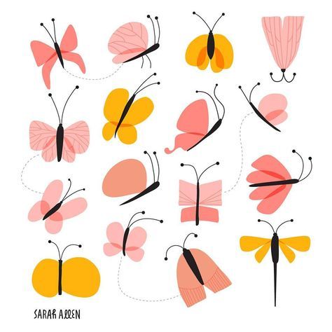 Cute Butterfly Illustration, Sarah Allen, Butterfly Illustration, Beautiful Bugs, Easter Art, Bird Illustration, Butterfly Art, Pattern Illustration, Children's Book Illustration