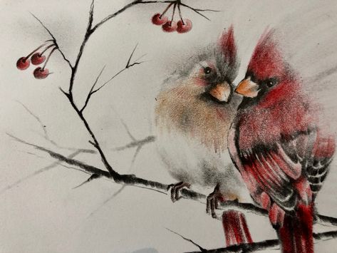 Cute Cardinal Drawing, Abstract Cardinal Tattoo, Cardinal Pair Tattoo, Cardinal Drawing Simple, Male And Female Cardinal Tattoo, Red Cardinal Drawing, Female Cardinal Tattoo, Cardinal Sketch, Cardinals Painting