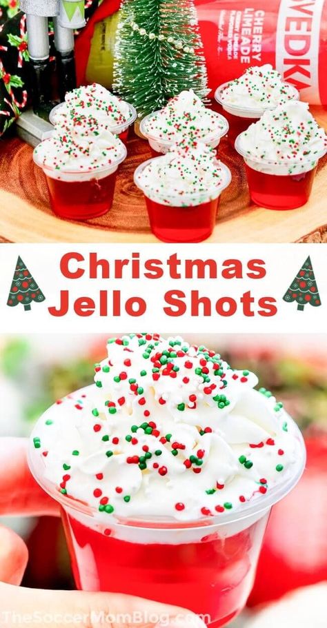 A simple 3-ingredient holiday jello shot recipe that can be made quickly just in time for a last-minute Christmas party! These cute little Christmas party treats are both boozy and tasty! We used flavored vodka so it blends perfectly with the gelatin mix…but be careful! Even though they taste sweet, they do pack a punch! Try this holiday cocktail recipe this weekend! Vegan Holiday Recipes Christmas, Holiday Baking Recipes Easy, Holiday Jello, Holiday Jello Shots, Holiday Baking Recipes Christmas, Kids Christmas Treats, Jello Shots Recipe, Easy Holiday Baking, Christmas Jello