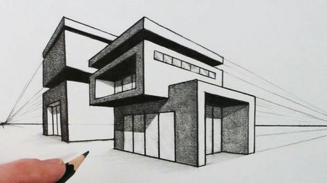 Architecture Drawing Presentation, Architecture Drawing Sketchbooks, Perspective Drawing Architecture, Architecture Drawing Plan, Interior Architecture Drawing, One Point Perspective, Building Drawing, House Sketch, Architecture Design Drawing