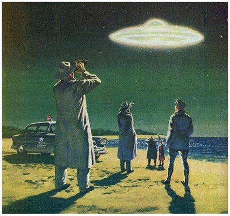 SIGHTING! https://www.pinterest.com/maythefork/sci-fi-retro-vintage/ https://www.pinterest.com/innovari/ufo-alien-art/ Indrid Cold, Ufo Art, Alien Artwork, Art Alien, 70s Sci Fi Art, Science Fiction Illustration, Aliens And Ufos, Tableau Art, Alien Art