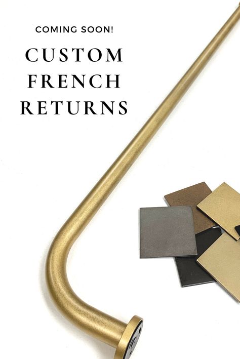 Brass French Return Rod, Blackout Curtain Rod, Double French Return Curtain Rod, French Return Drapery Rod, French Return Curtain Rod, French Drapery Rod, French Curtain Rod, Bay Window Rod, Cottage Style Interiors