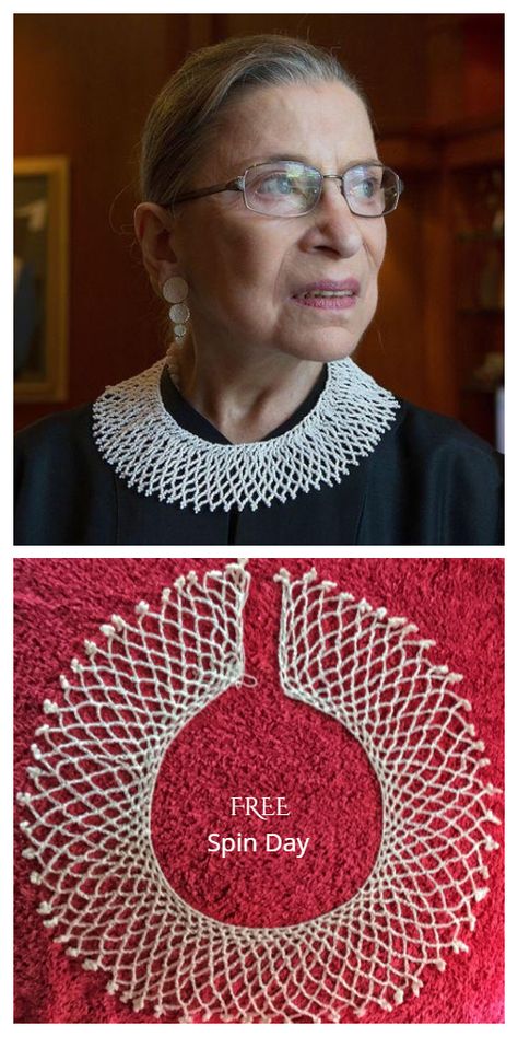 Lace RBG Collar Free Crochet Patterns - DIY Magazine Crochet Lace Collar Pattern Free, Crochet Collars Patterns Free, Thread Crochet Patterns Free, Crochet Thread Patterns Free, Rbg Dissent Collar, Rbg Collar, Lace Dress Pattern, Crochet Thread Patterns, Crochet Collars