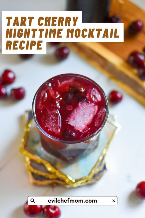 Tart Cherry Nighttime Mocktail Recipe Tart Cherry Drink Recipes, Cherry Juice Mock Tail For Sleep, Tart Cherry Juice Mocktail For Sleep, Tart Cherry Mocktails, Cherry Juice Mock Tail, Frozen Tiramisu, Agua Fresca Recipe, Espresso Martini Recipe, Tart Cherry Juice