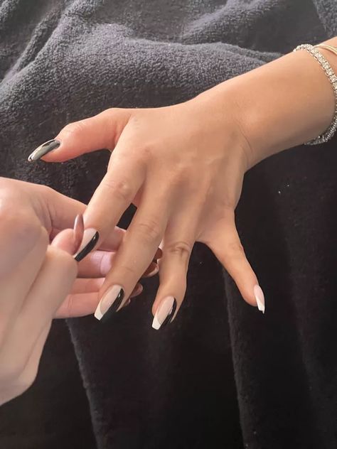 Shay Mitchell's French Tuxedo Nails Are the Ultra-Chic Party Manicure We've Been Looking For Party Manicure, Tuxedo Nails, French Tip Manicure, Chic Manicure, Floral Tights, Statement Nail, White French Tip, White Tip, Shay Mitchell