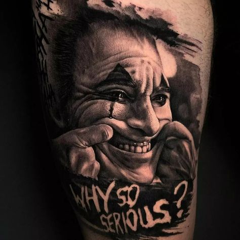 Banksy Tattoo Men, Joker Tattoo Arm, The Joker Tattoo Ideas, Why So Serious Tattoo, Dark Tattoo Ideas, Joker Tattoos, Joker Tattoo Design, Painless Tattoo, Christian Sleeve Tattoo