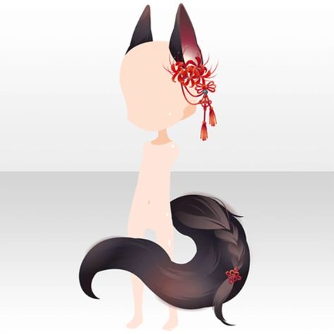 Kitsune Ears Drawing, Sky Fox, Chibi Hair, Pelo Anime, Red Lily, Black Fox, Anime Accessories, Cocoppa Play, Chibi Drawings