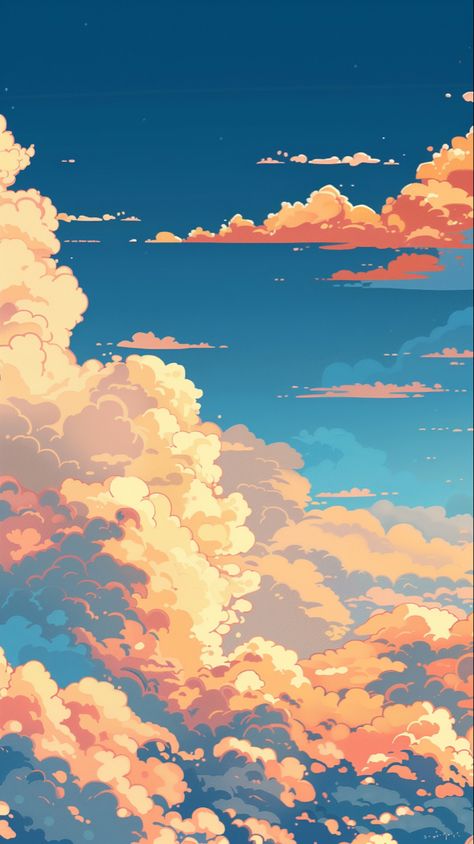 Dreamy aesthetic Stylized Clouds Illustrations, Orange Clouds Wallpaper, Clouds Illustration Art, Cloudy Wallpaper, Orange Clouds, Clouds Art, Clouds Wallpaper, Cloud Illustration, Dreamy Aesthetic