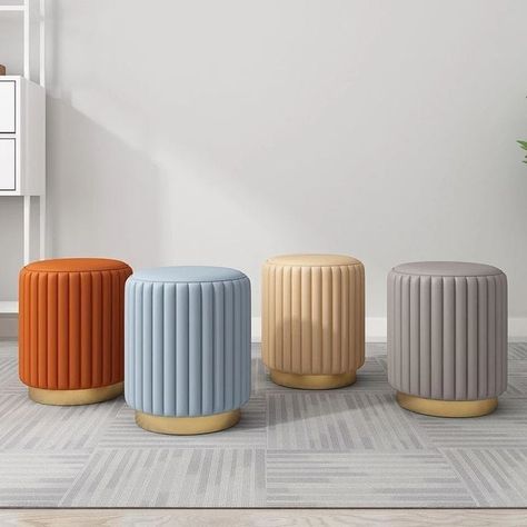 Ottoman available DM for order #namaslay #namaslaycustomstore #namaslaydecor #namaslayproducts Cushion Stools Living Rooms, Round Puffy Stool, Cute Stools For Bedrooms, Puffies Stool Living Rooms, Puffy Seating, Living Room Puff, Ottoman Stool Living Room, Pouffe Design, Puffy Stool