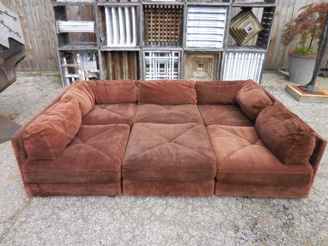 70s gross pit sectional sofa Pit Sofa, Floor Seating Living Room, Pit Sectional, Microfiber Sectional Sofa, Living Room Furniture Styles, Arhaus Furniture, Couch Design, Mid Century Modern Sofa, Room Seating