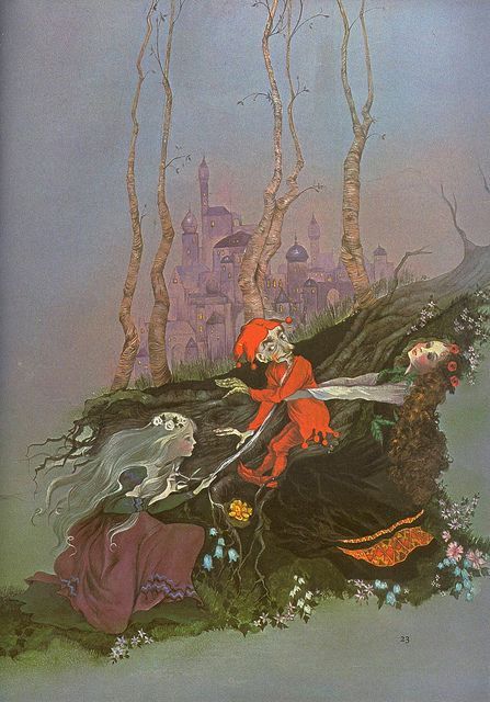 Snow White and Rose Red, Big Golden Book of Fairy Tales (1981) Sheila Beckett, Anne Grahame Johnstone, Classic Illustration, Artsy Ideas, Fairy Paintings, Fairy Stories, Fairy Tale Books, Sweet Art, Fairytale Illustration