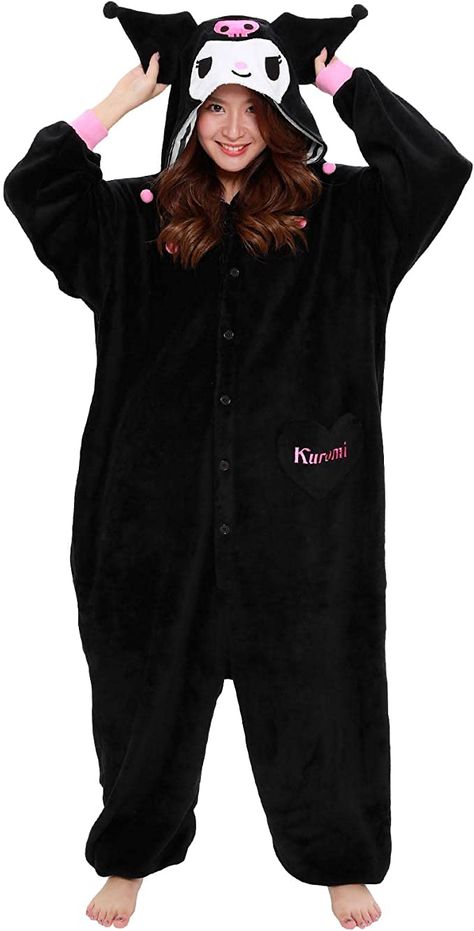 Casual Halloween Onesie For Sleep, Casual Halloween Costume Onesie, Casual Halloween Costume Party Onesie, Casual Winter Onesie For Cosplay, Cute Black Long Sleeve Sleepwear, Black Long Sleeve Halloween Onesie, Black Hooded Onesie For Loungewear, Casual Winter Onesie Costume, Casual Winter Onesie For Costume Events