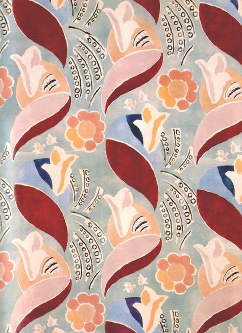 Textile designed by Duncan Grant for the first class lounge of the HMS Queen Mary, 1935 First Class Lounge, Duncan Grant, Vanessa Bell, Bloomsbury Group, Painting Lamp Shades, Art And Craft Design, English Art, Virginia Woolf, Painted Paneling