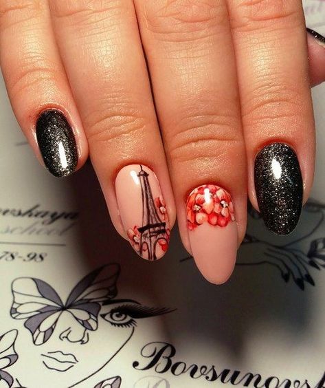 Eiffel Tower Nails, Paris Nail Art, Jasmine Nails, Orange Nail Art, Painting Nails, Paris Nails, Nails Autumn, City Nails, Vintage Nails