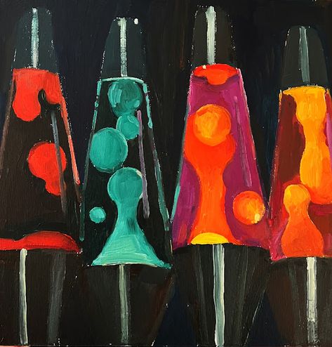 Weird Simple Paintings, Flat Color Painting, A Painting A Day, Oil Pastel Reference Photos, Arts And Crafts Painting, Self Actualization Art, Lava Lamp Poster, Funky Oil Pastel Art, Lava Lamp Painting Canvas