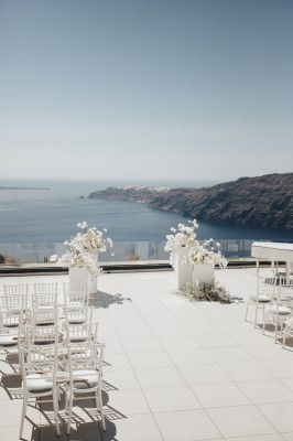 Le Ciel Santorini | Imerovigli, Greece - Venue Report Santorini Imerovigli, Penthouse Rooftop, Wedding Ceremony Setup, Portable Gazebo, Venue Rental, Lantern Candle Decor, Ocean Fashion, Outdoor Venues, Stay The Night