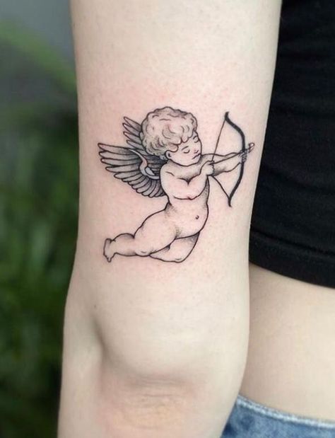 Angel Tattoos For Women, Cherub Tattoo Designs, Angel Tattoo For Women, Baby Angel Tattoo, Gotik Tattoo, Cupid Tattoo, Cherub Tattoo, Angel Tattoos, Angel Tattoo Designs